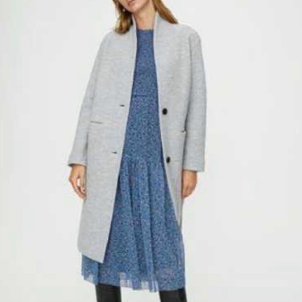 Aritzia Wilfred Light Gray Trench Coat